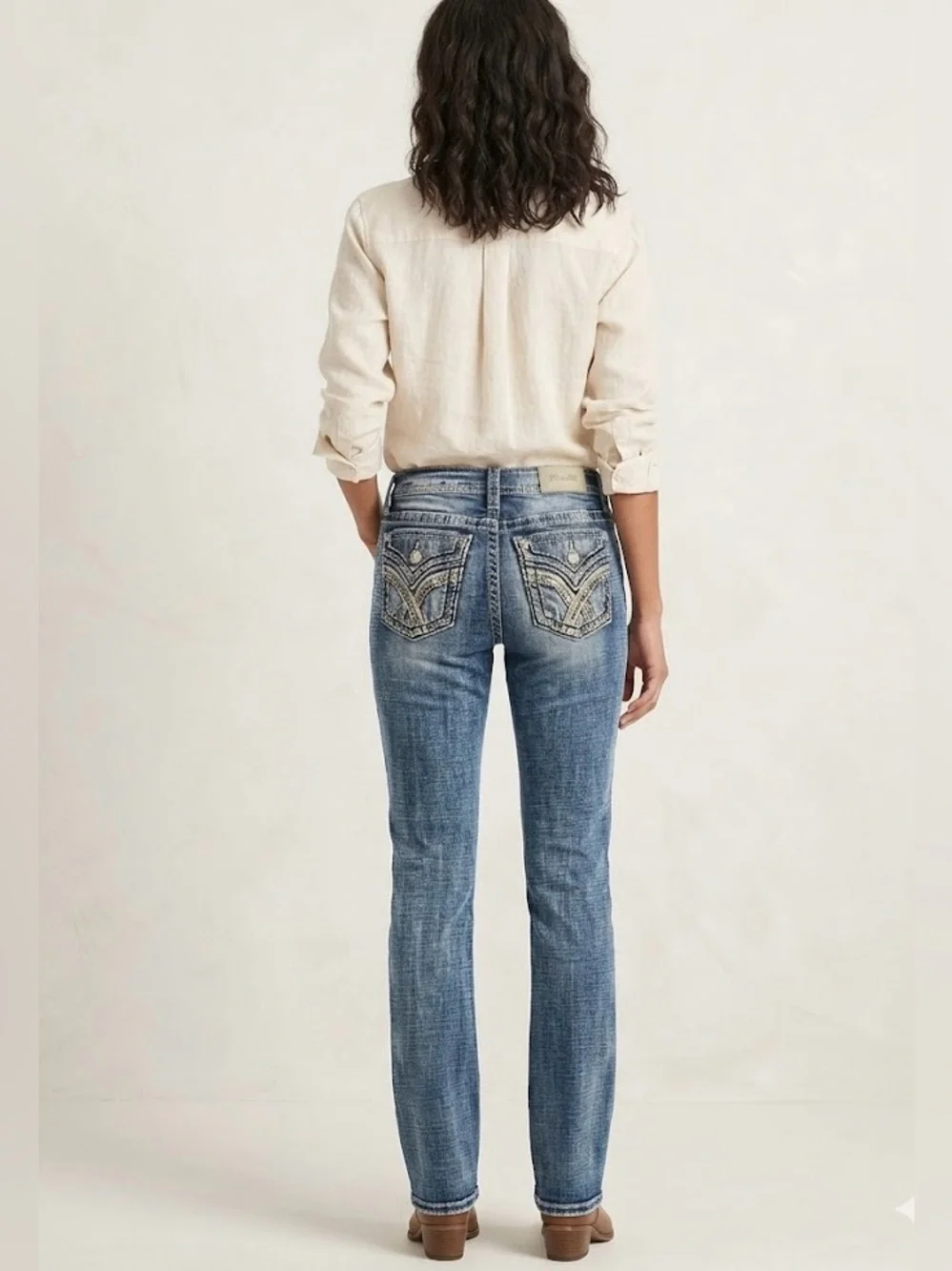 Miss Me Women’s Light Blue Mid-Rise Tailored Boot Jeans Size 30 - Picture 2 of 16